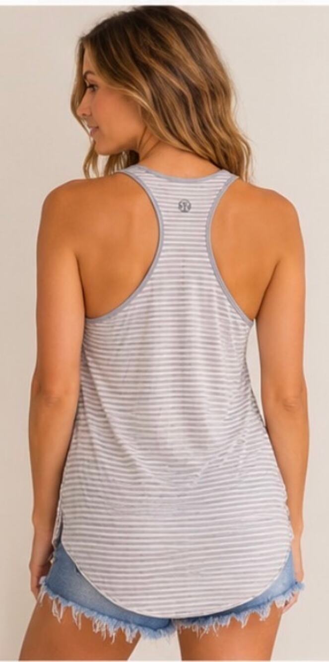 Lululemon Striped Racerback Tank Top Gray White Size 4